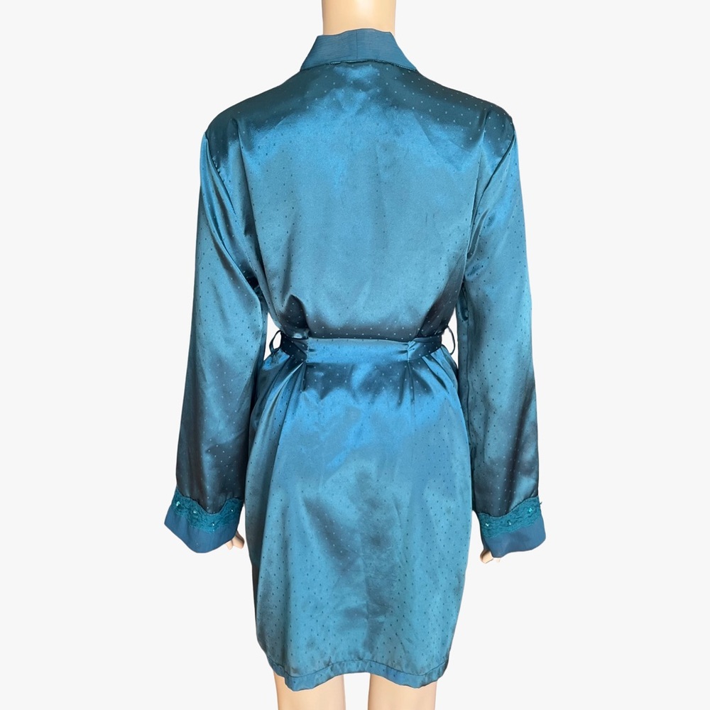 Vintage Y2K Teal Satin Robe | Jessica | Size M - Picture 5 of 9